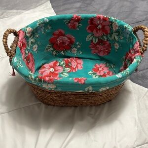 The Pioneer Woman Teal Floral Wicker Basket